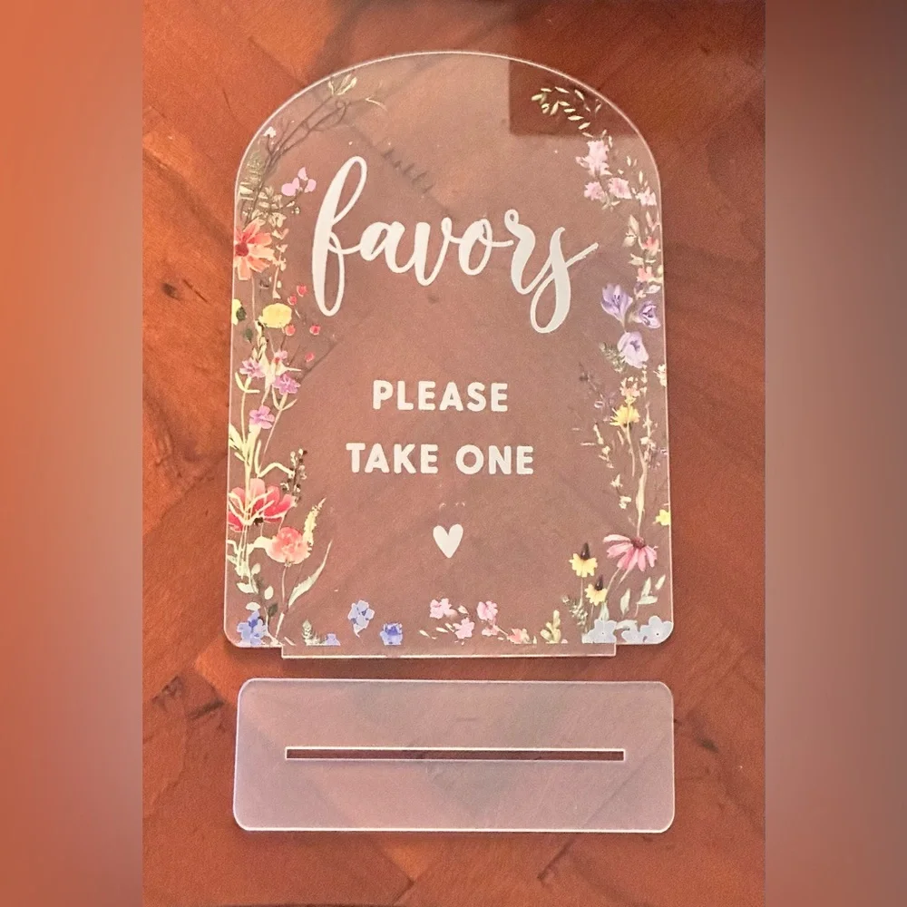Wildflower Floral Painted Acrylic Party Favor Sign EUC